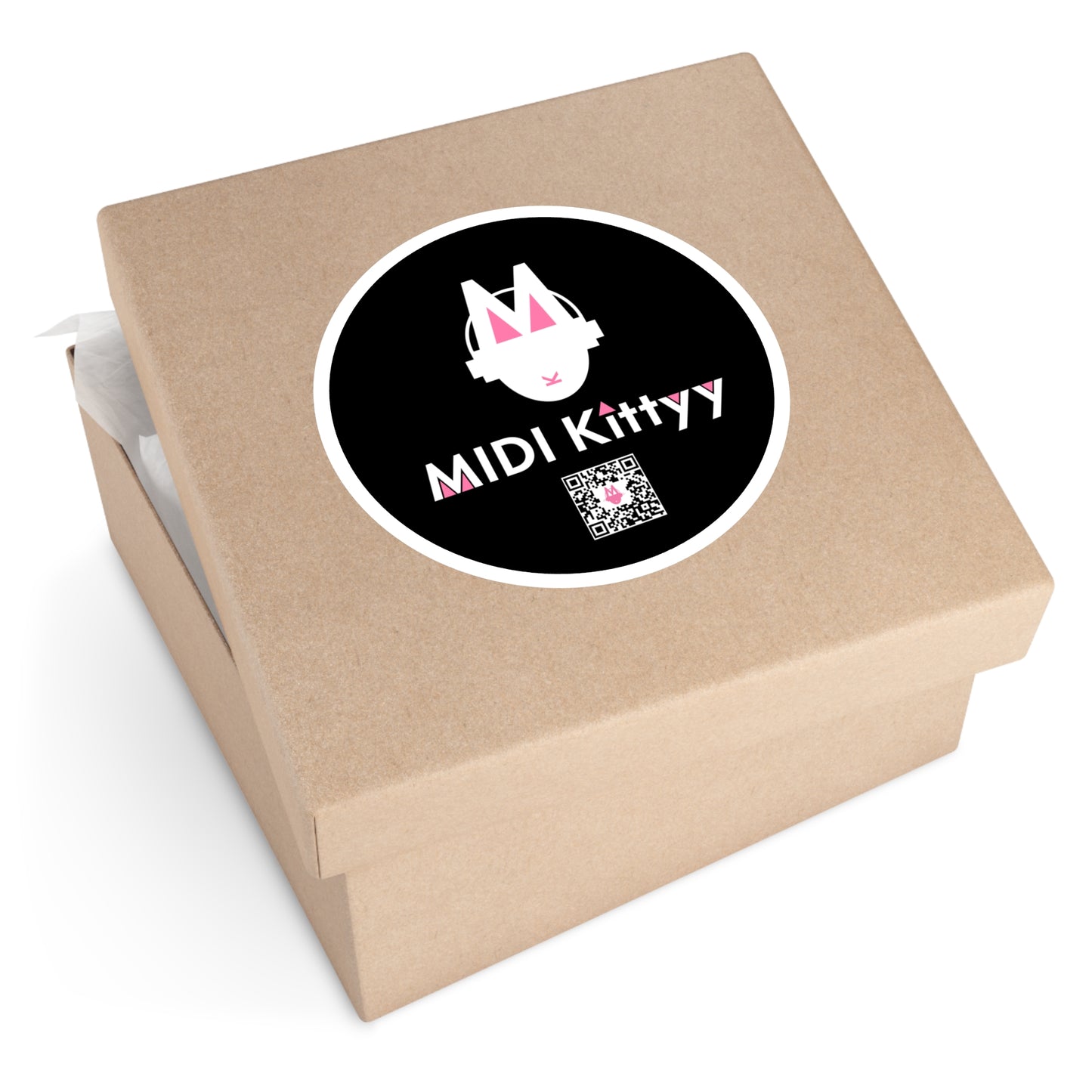 White on Black Round Logo Stickers