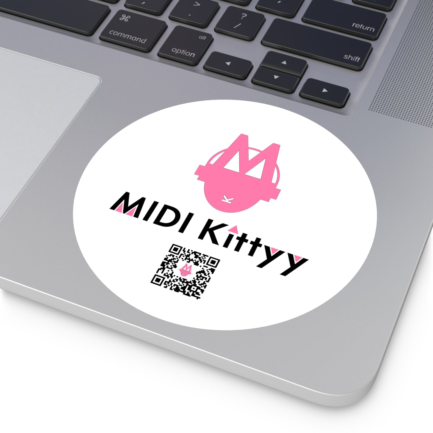 Pink on White Round Logo Stickers