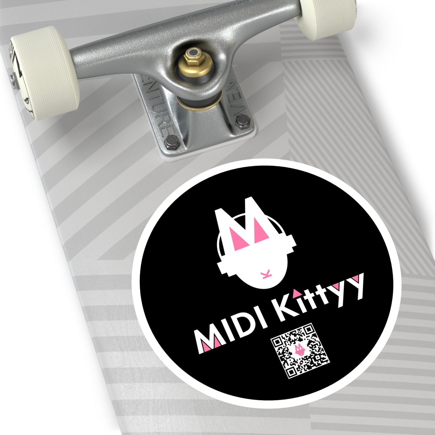 White on Black Round Logo Stickers