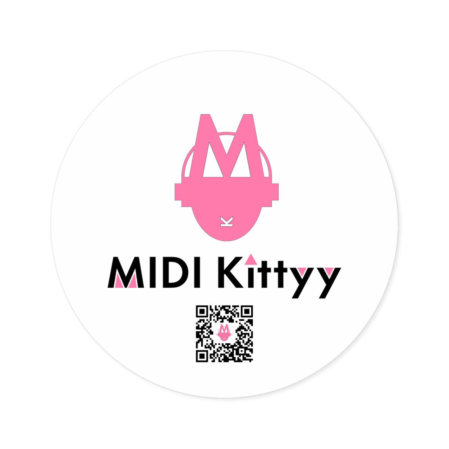 Pink on White Round Logo Stickers