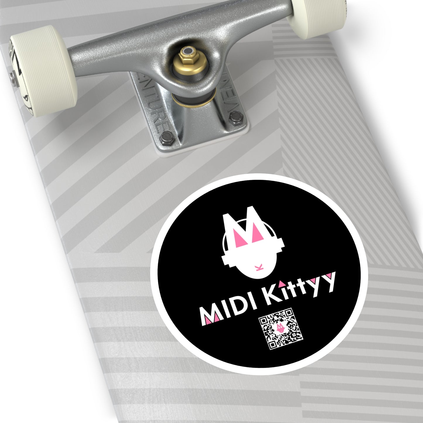 White on Black Round Logo Stickers
