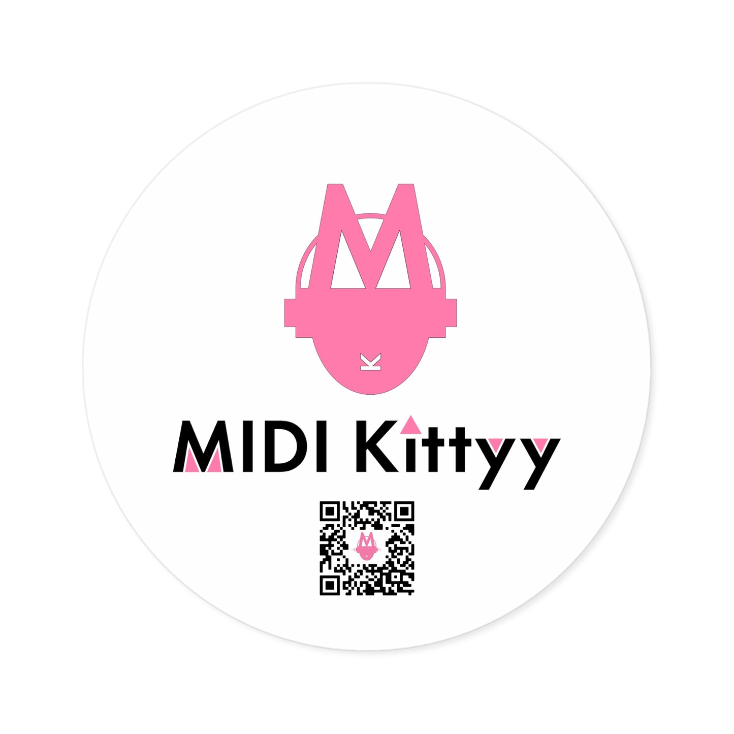 Pink on White Round Logo Stickers
