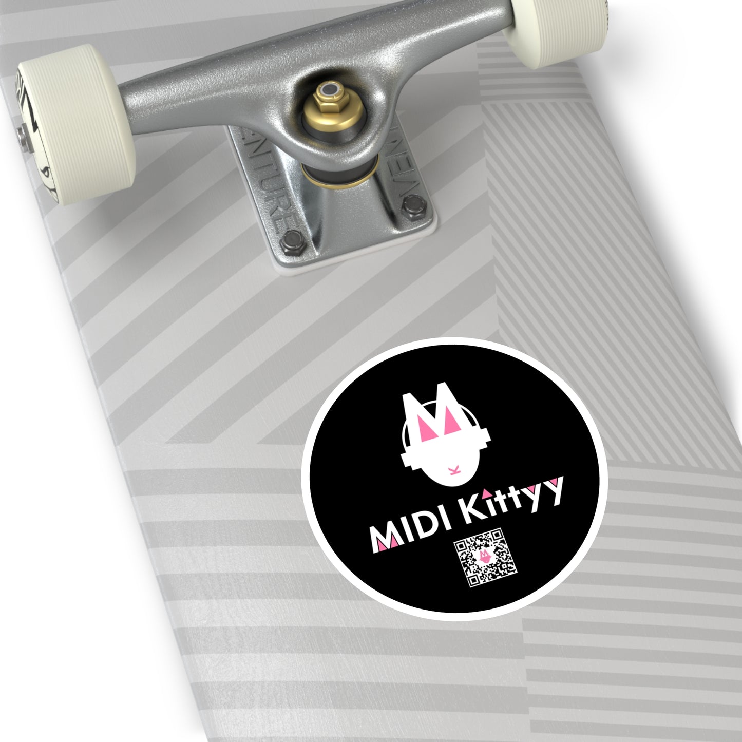 White on Black Round Logo Stickers
