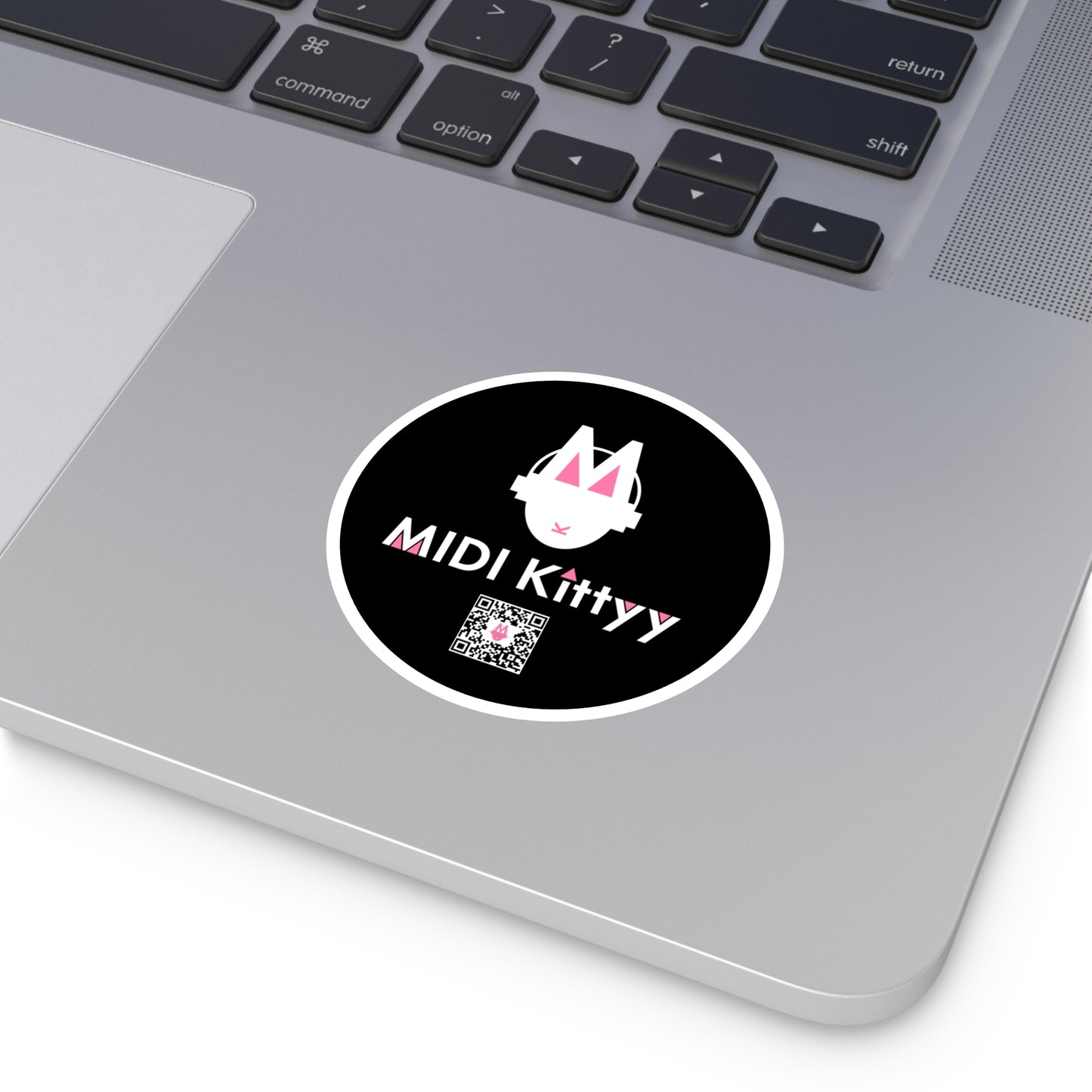 White on Black Round Logo Stickers