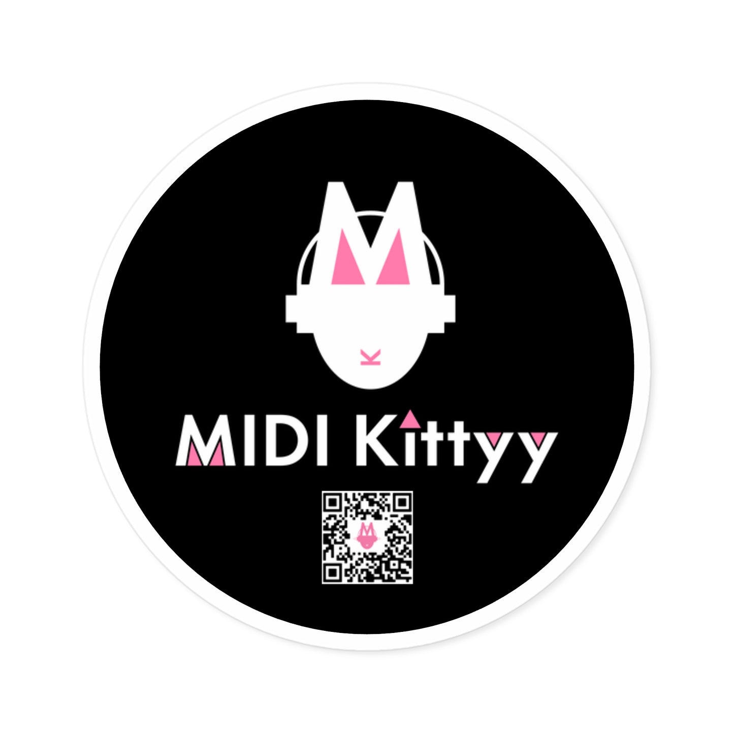 White on Black Round Logo Stickers