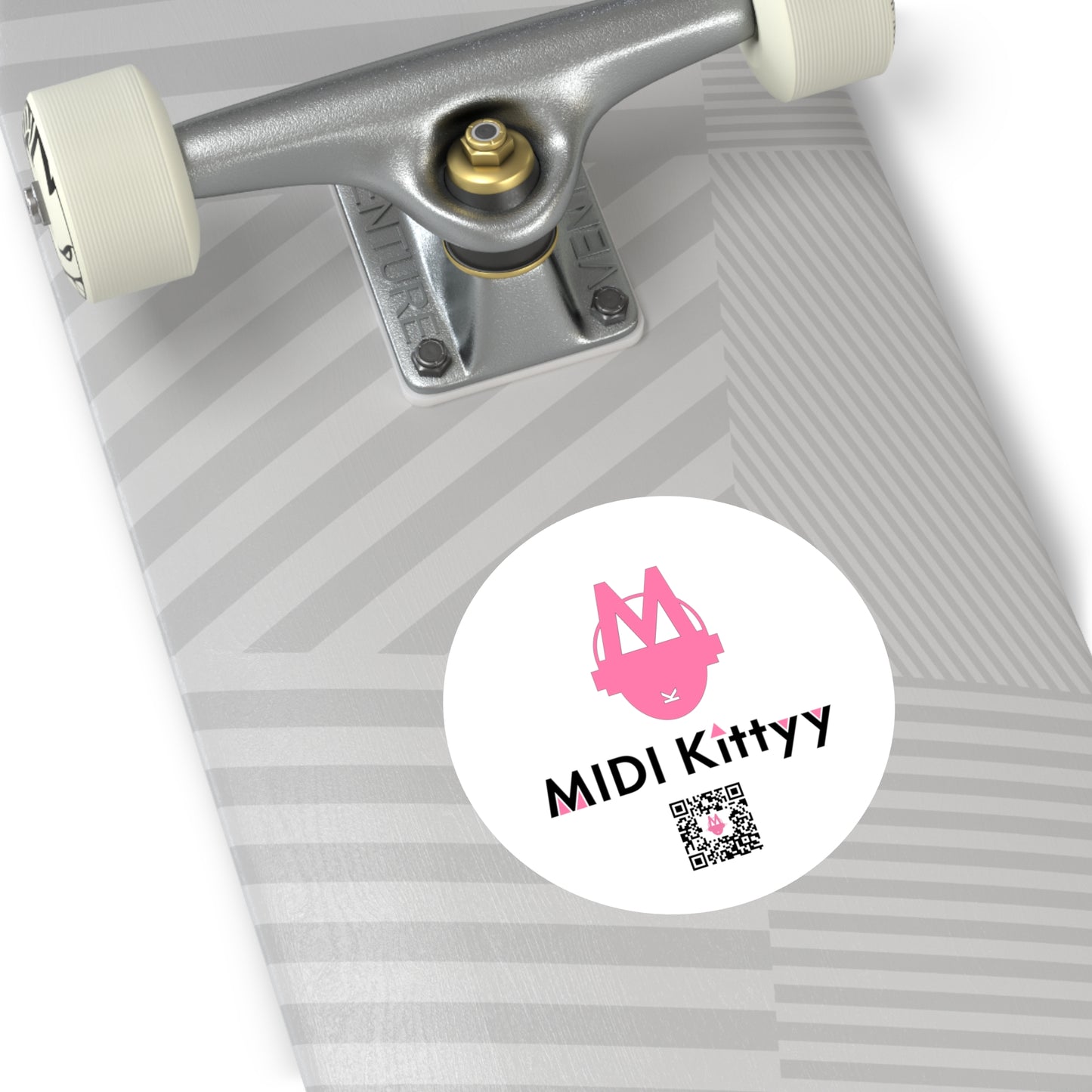 Pink on White Round Logo Stickers