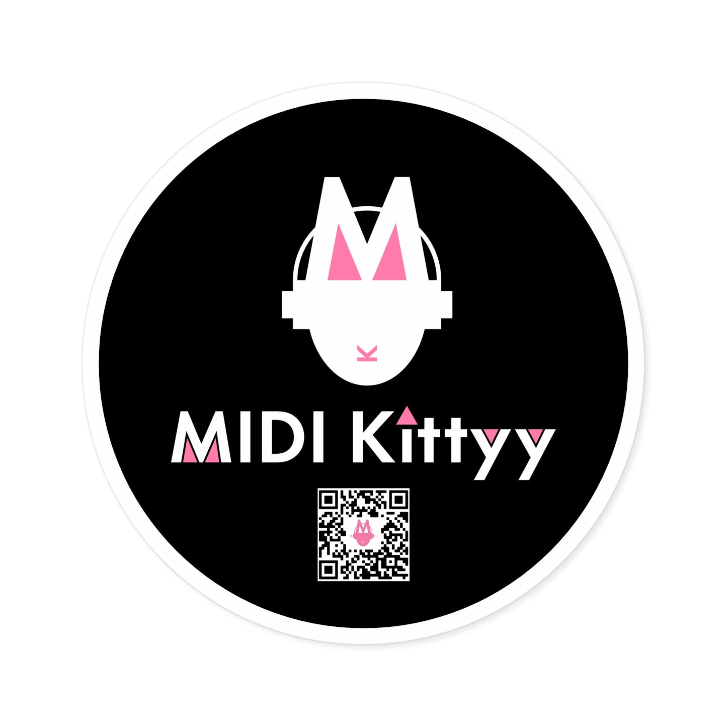 White on Black Round Logo Stickers