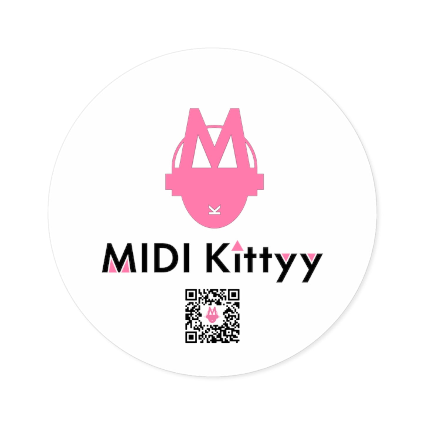 Pink on White Round Logo Stickers