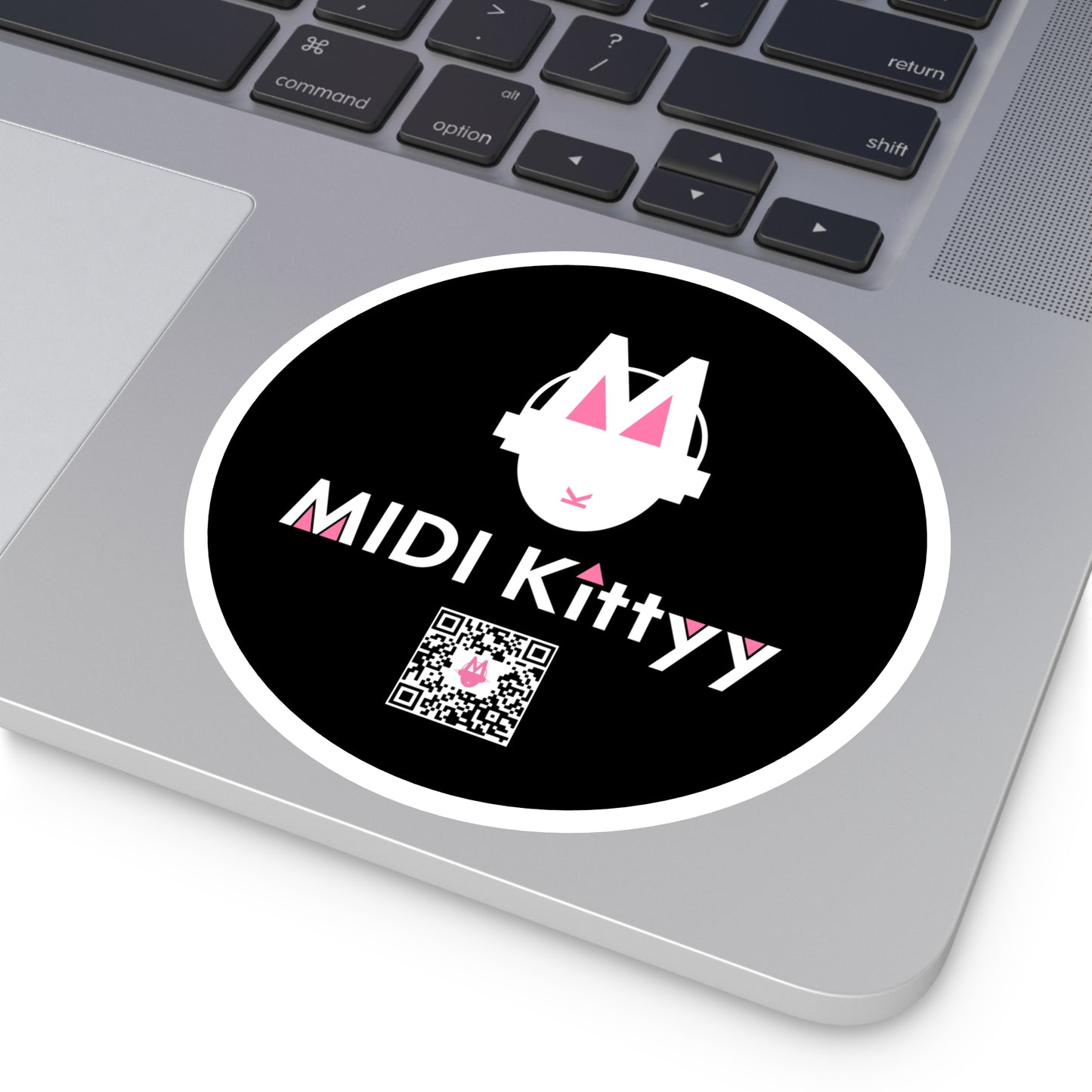 White on Black Round Logo Stickers
