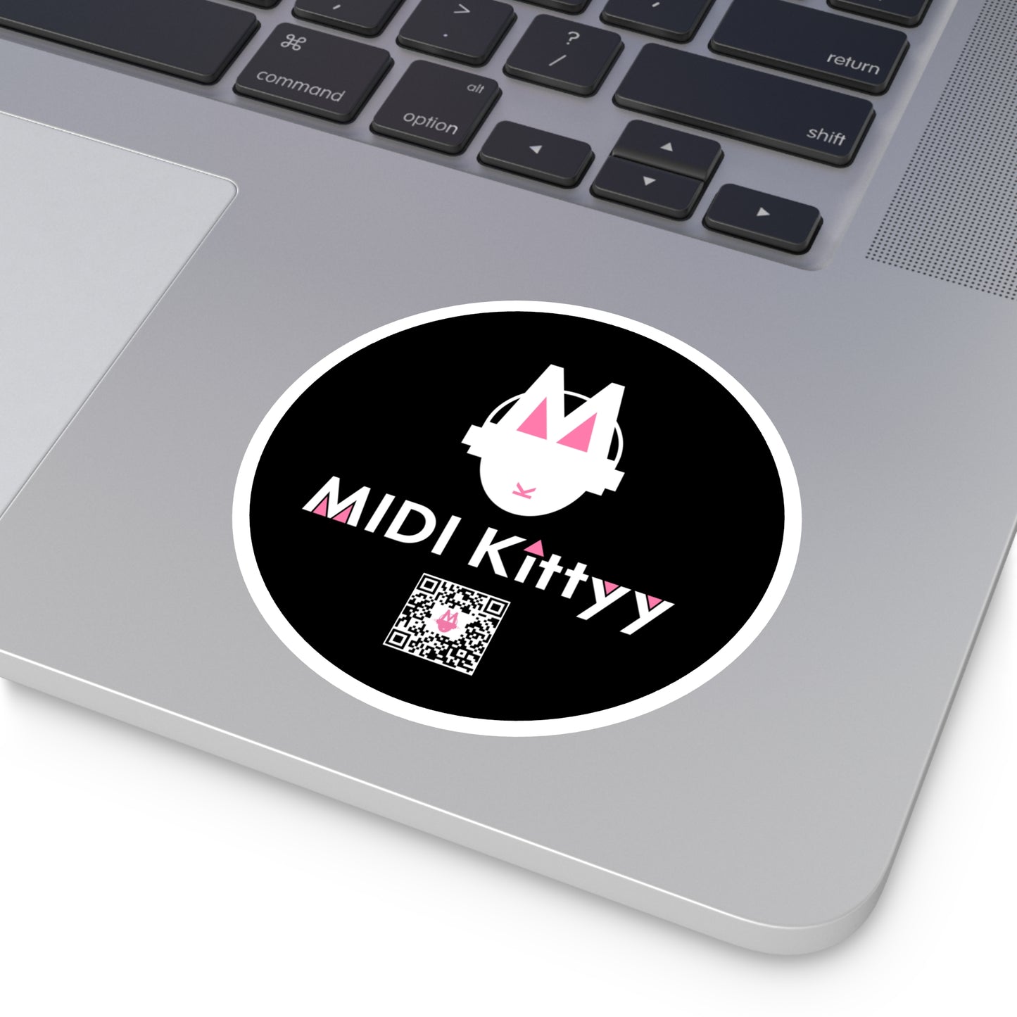 White on Black Round Logo Stickers