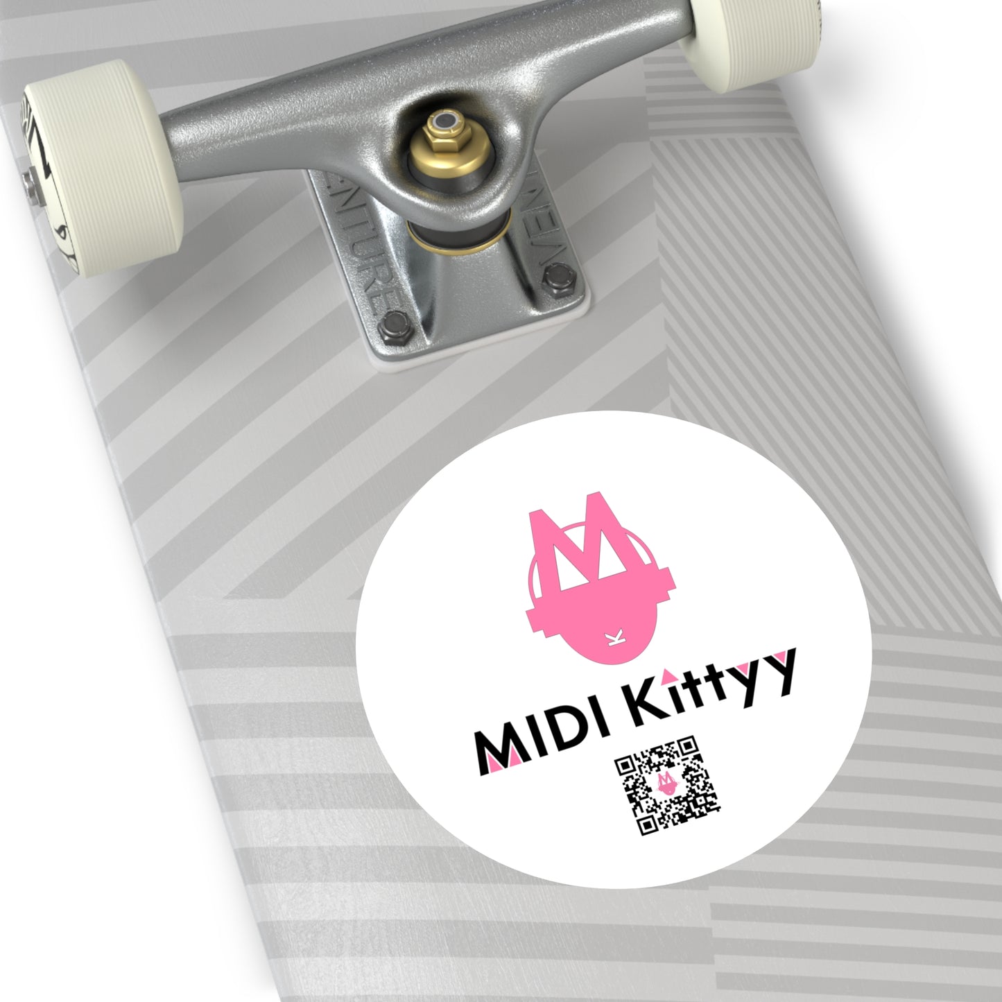 Pink on White Round Logo Stickers