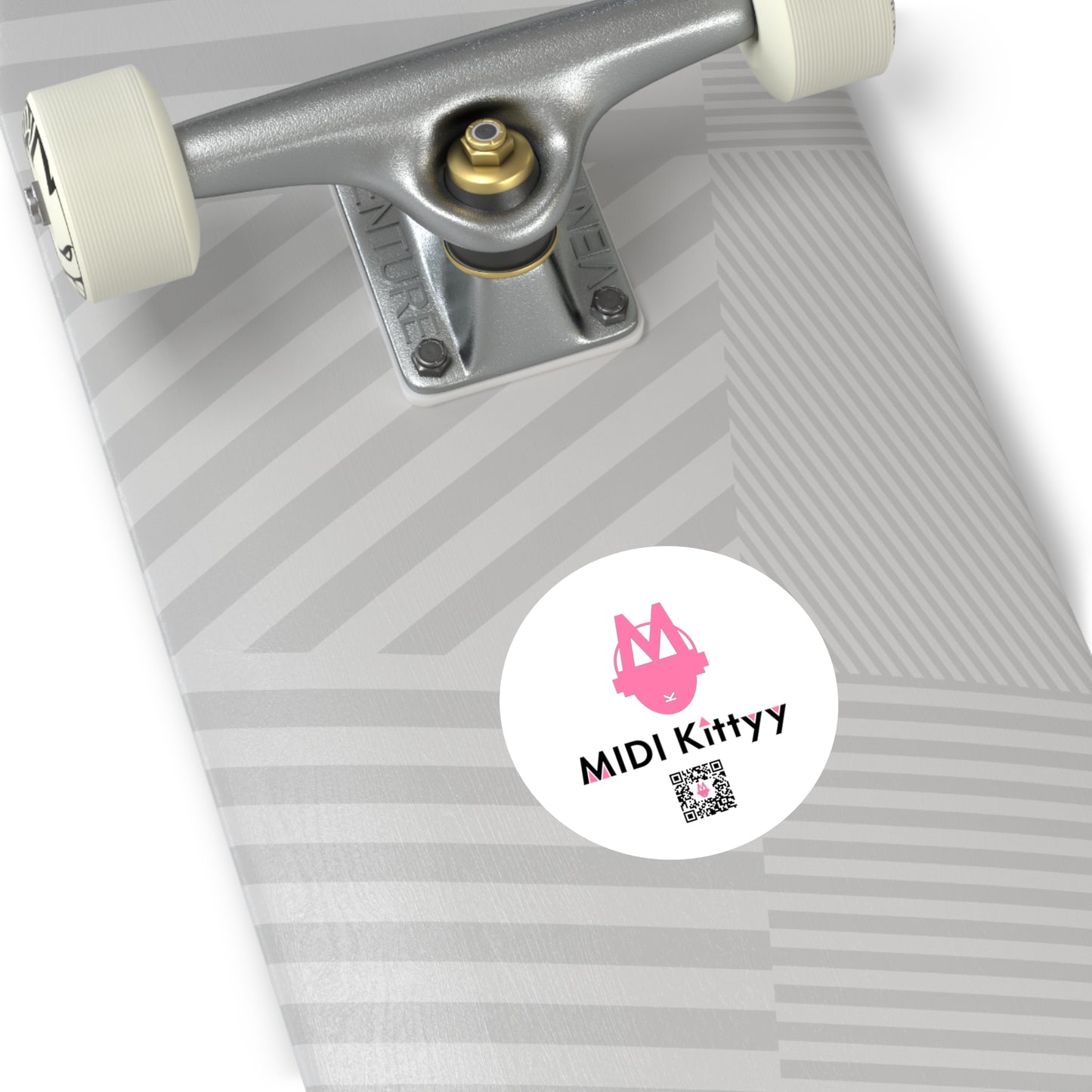 Pink on White Round Logo Stickers