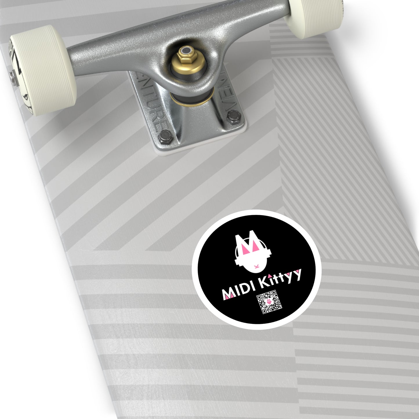 White on Black Round Logo Stickers