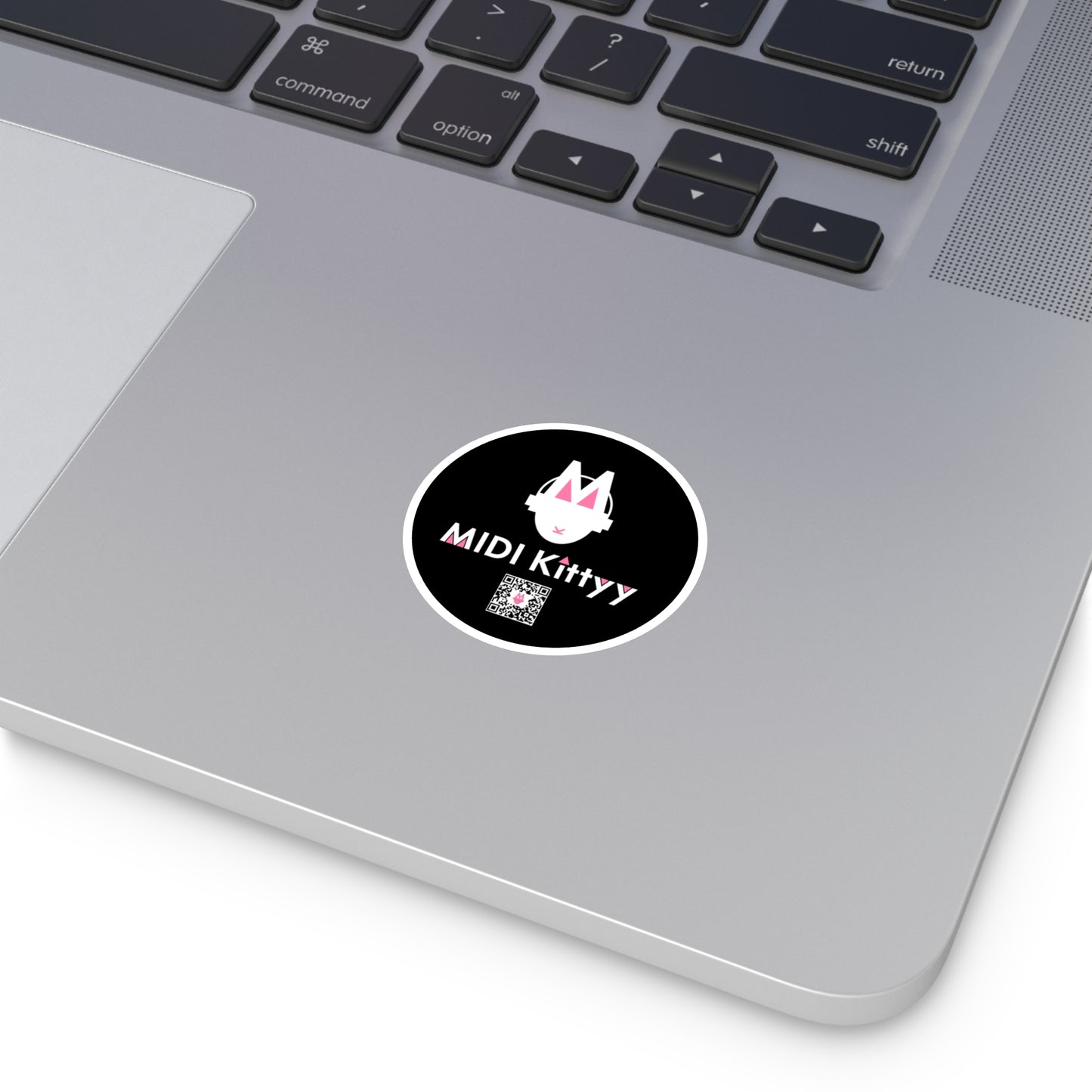 White on Black Round Logo Stickers