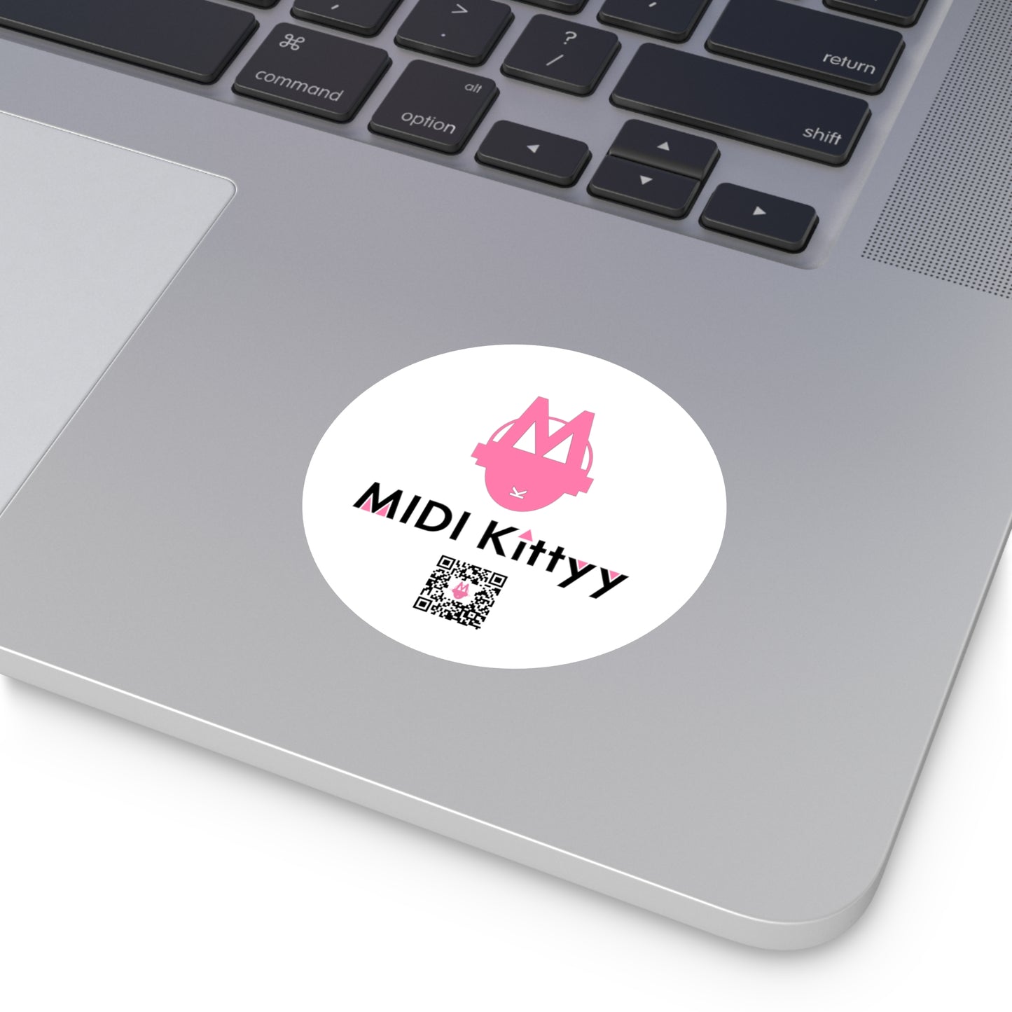 Pink on White Round Logo Stickers