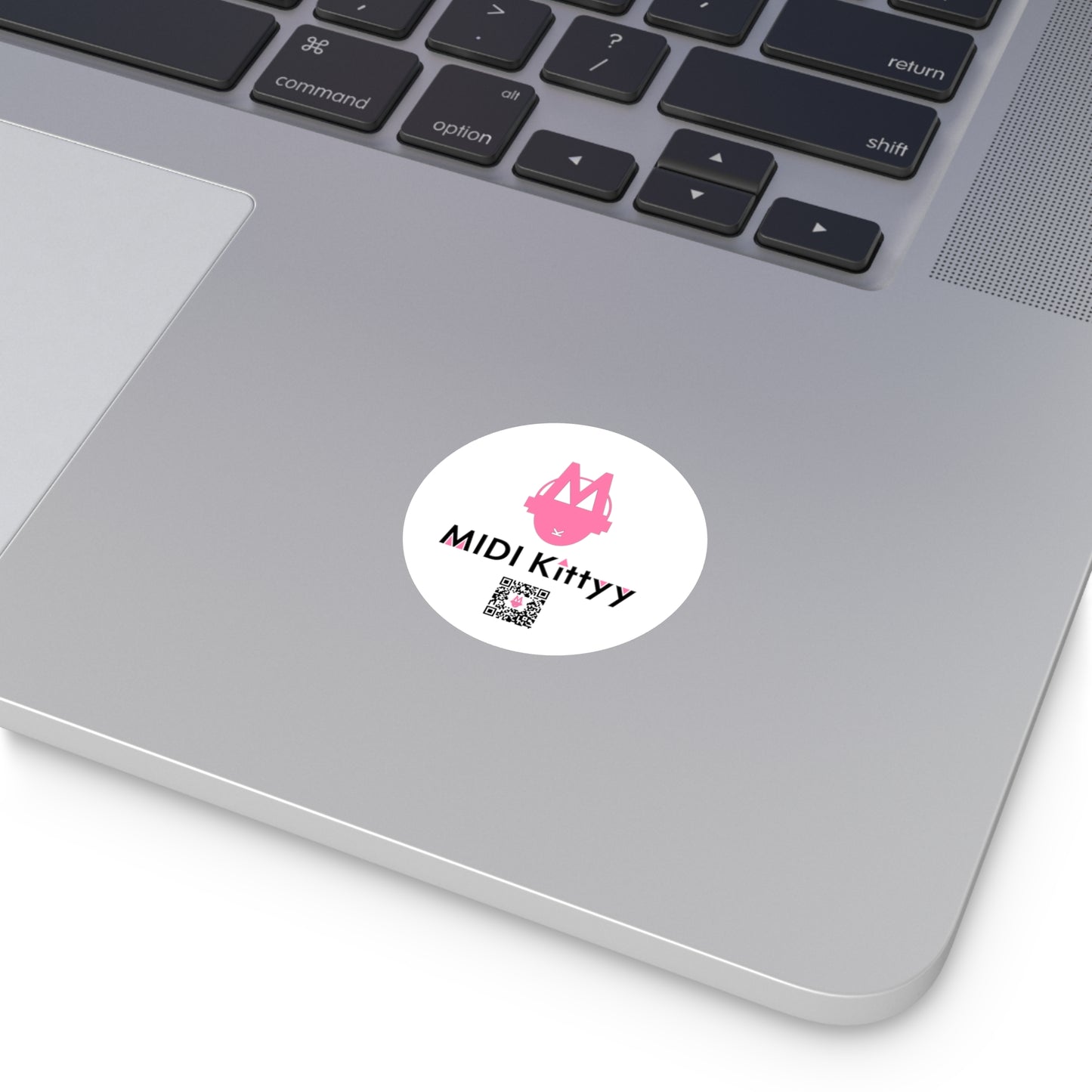 Pink on White Round Logo Stickers